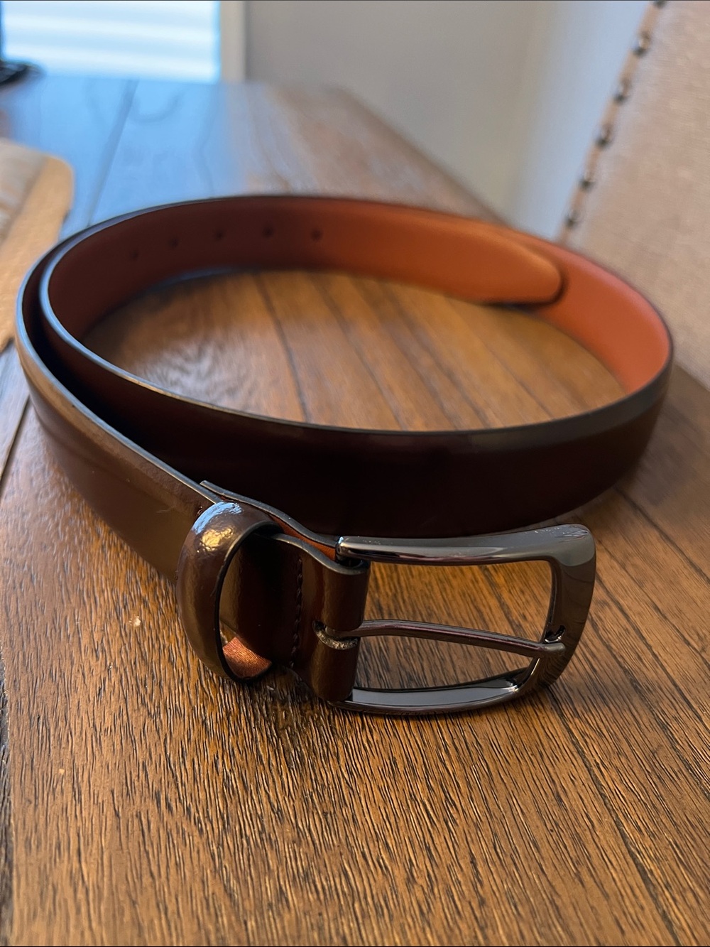 Men's Brown Leather Johnson & Murphy Belt with Polished Buckle - size 40